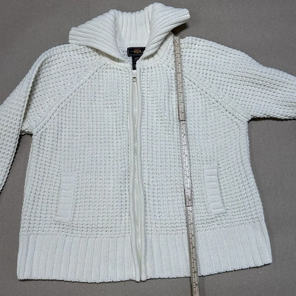 Route 66 Chunky Knit Shawl Collar Full Zip Ivory Cardigan With Pockets Women’s L - Picture 3 of 16